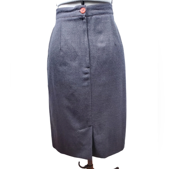 Vintage Christian Dior 100% Wool Gray Skirt sz 10 - Picture 3 of 14